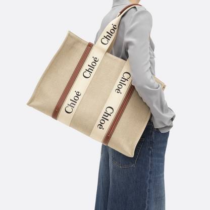 GRANDE WOODY-CARTERA DE LEINEN DE CHLOÉ
