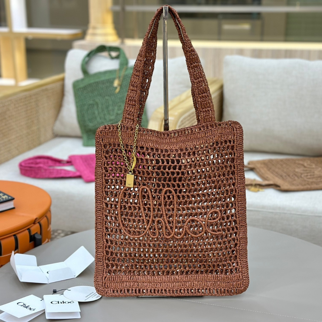 CHLOÉ VERANO-BANANEN-CARTERA DE RAFIA