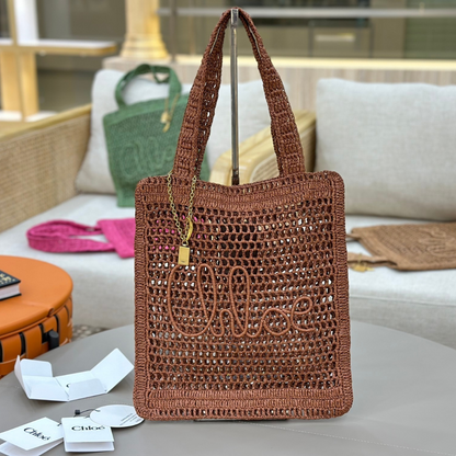 CHLOÉ VERANO-BANANEN-CARTERA DE RAFIA