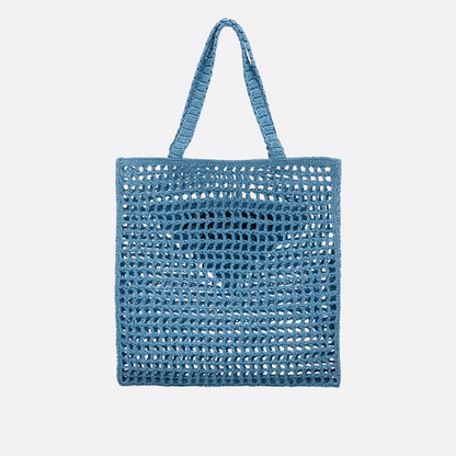 PRADA SHOPPER-CARTERA DE RAFIA CON GEWEBTEM LOGO – AZUL