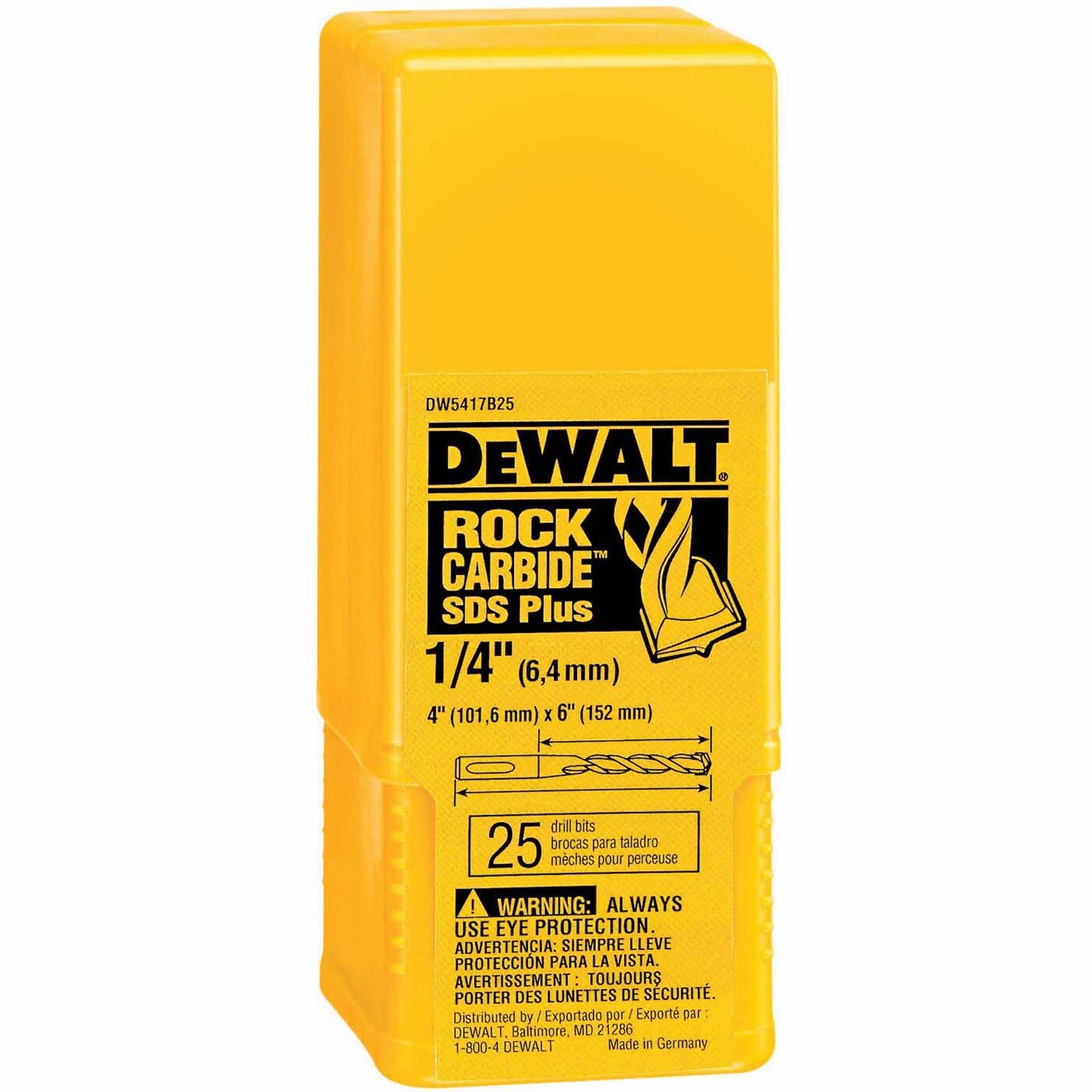 DeWalt DW5417B25 DeWalt 1/4" x 4" x 6" Rock Carbide™ SDS+ Hammer Bit (Bulk 25), 2 Cutter