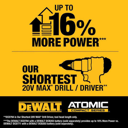 DeWalt DCD794B ATOMIC COMPACT SERIES 20V MAX Brushless Cordless 1/2 in. Drill/Driver (Tool Only)