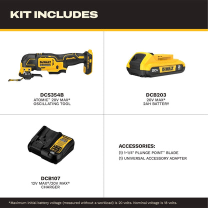 DeWalt DCS354D1 20V MAX Brushless Cordless Oscillating Multi-Tool, Kit