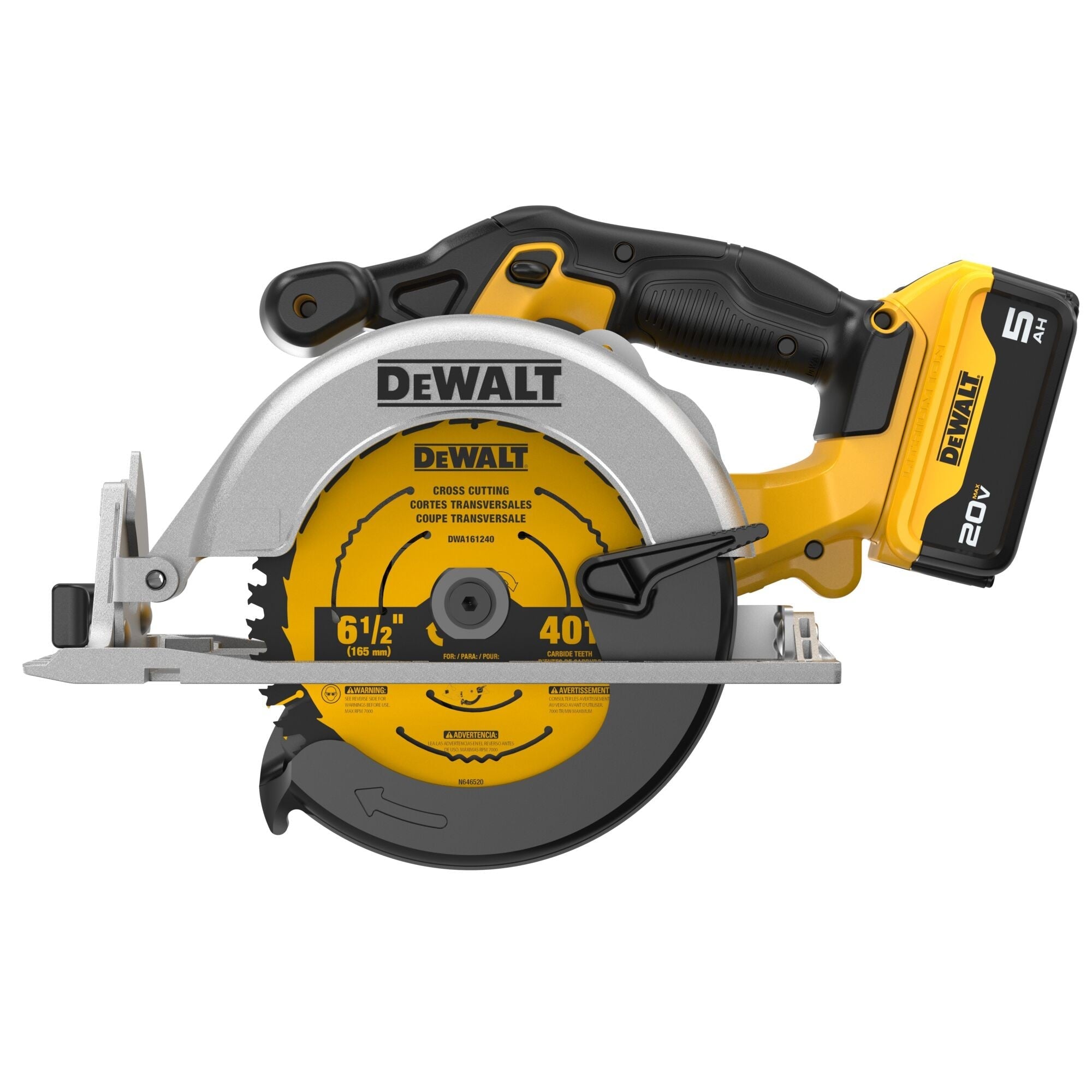 DeWalt DCS391P1 20V Max Li Ion 6-1/2" Circular Saw Kit (5.0 Ah) 5/8"Arbor