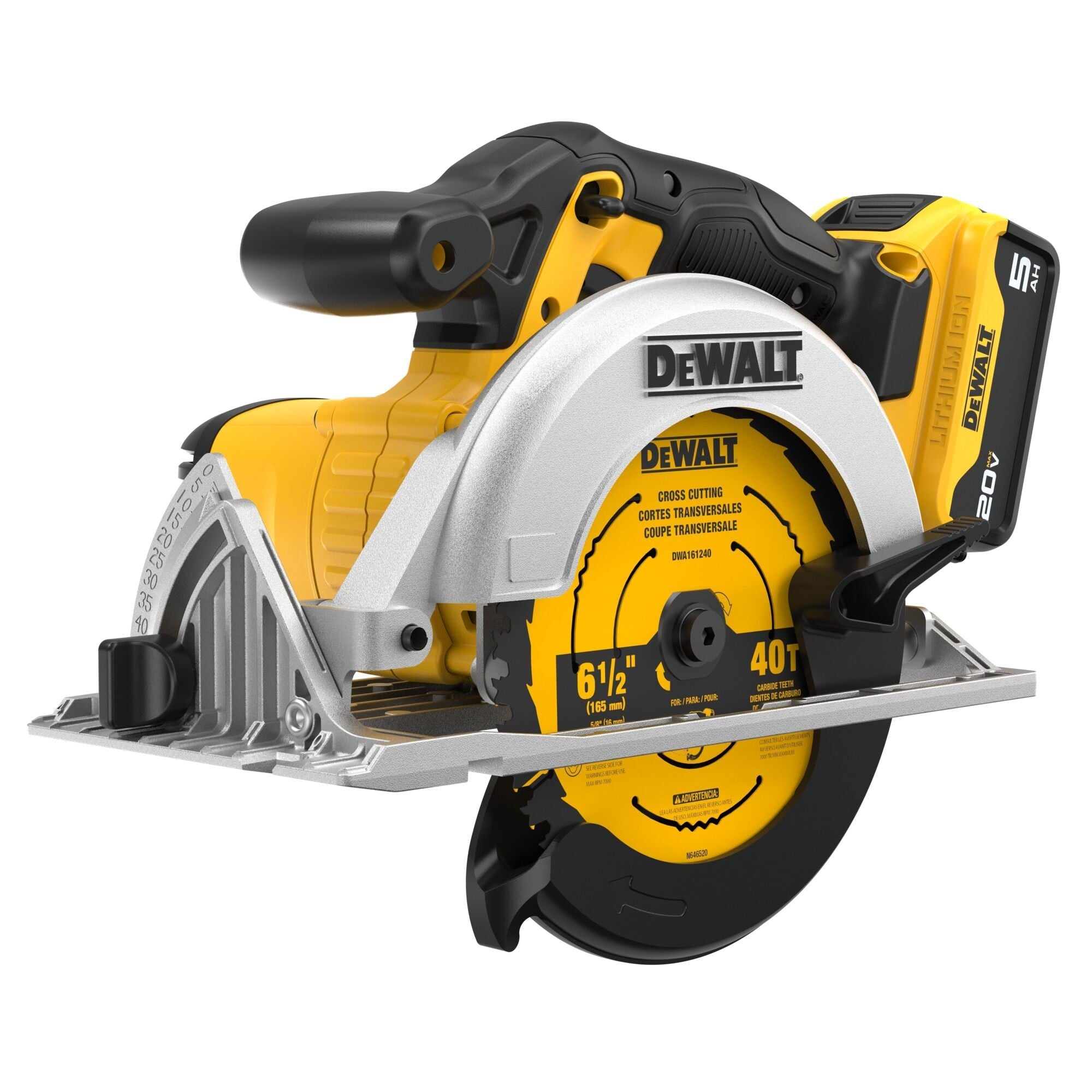 DeWalt DCS391P1 20V Max Li Ion 6-1/2" Circular Saw Kit (5.0 Ah) 5/8"Arbor