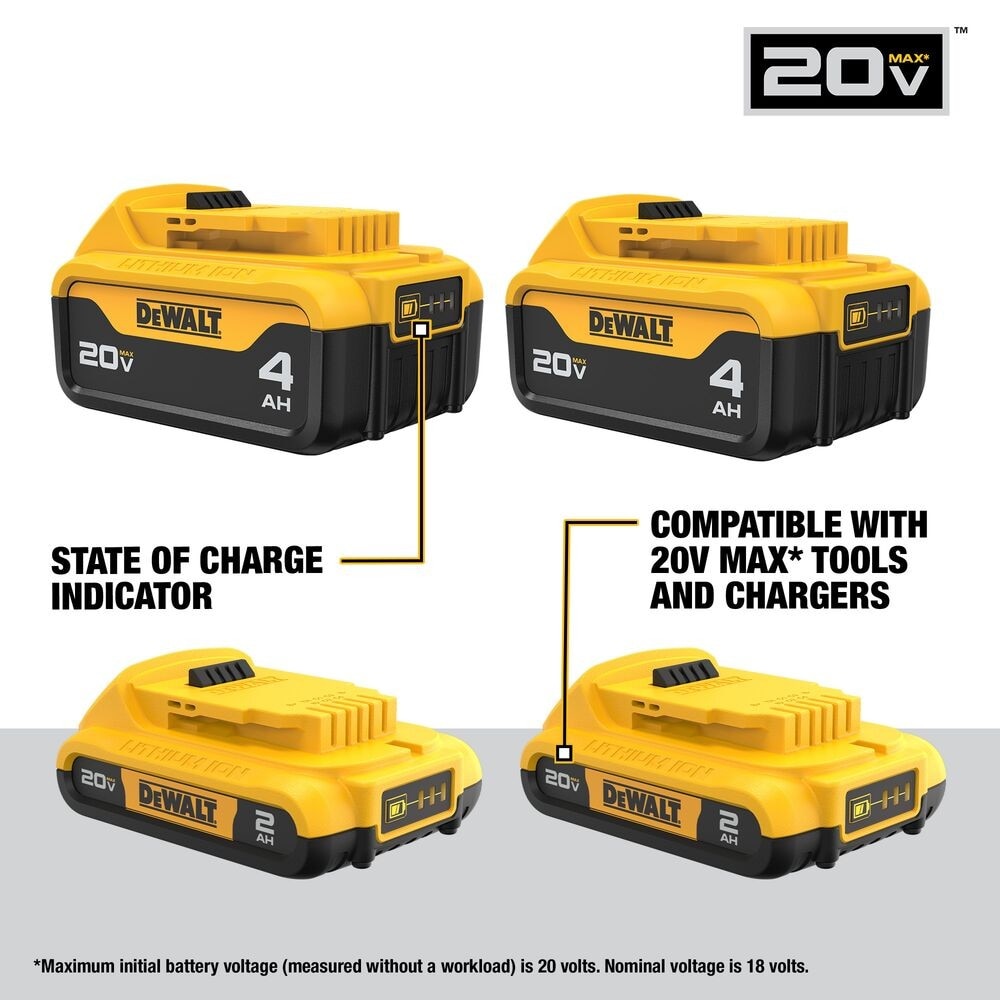 DeWalt DCB324-4 20V MAX Lithium-Ion Battery 4-Pack, (2) x 4.0 Ah + (2) 2.0 Ah