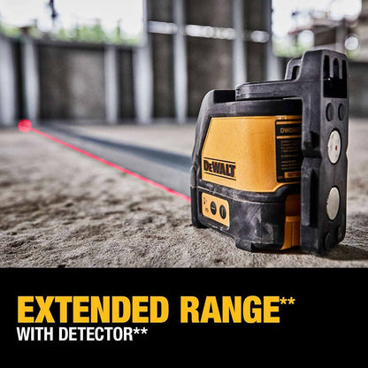 DeWalt DW088K Self Leveling Horizontal/Vertical RED Cross Line Laser Level DW088K-QU (USES 3 X AA)