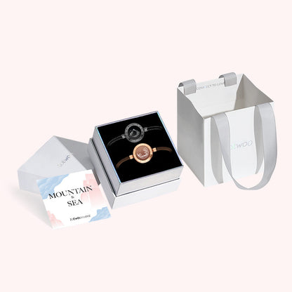 Mountain & Sea Touch Bracelets with Milan Rope (Black+Rose Gold)