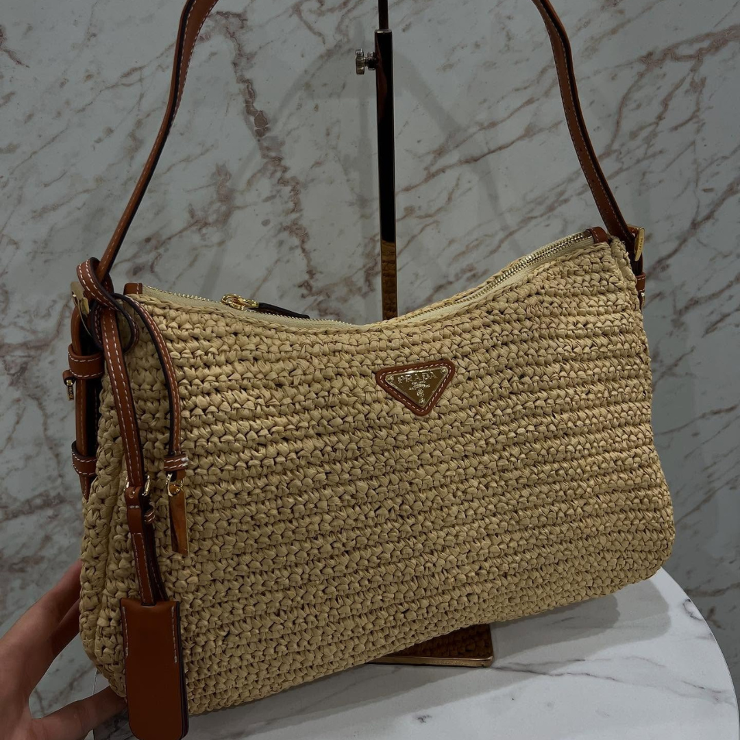 PRADA – AIMÉE CARTERA DE CROCHET Y CUERO (GRANDE)