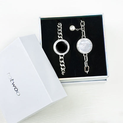 Soulmate 2.0 Touch Bracelets(Silver Cuban Chain+Silver Paperclip Chain)