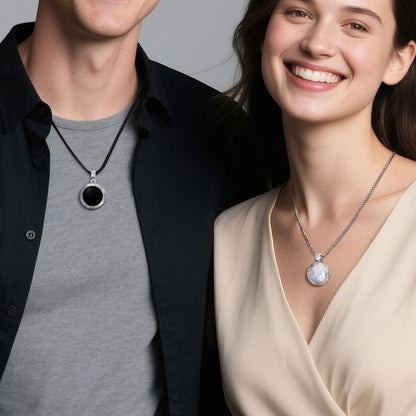 Soulmate 2.0 Touch Necklaces with Obsidian and Mother of Pearl Panels