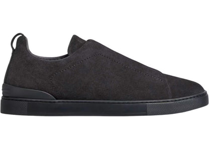 Zegna Suede Triple Stitch Navy Blue
