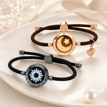 Sun & Moon Touch Bracelets with Milan Rope (Black+Brown)