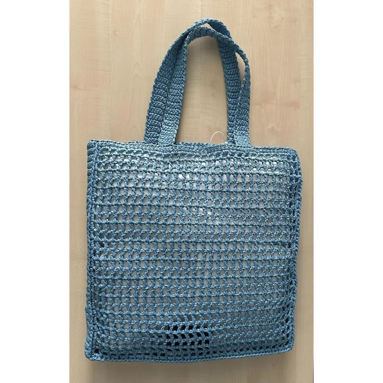 PRADA SHOPPER-CARTERA DE RAFIA CON GEWEBTEM LOGO – AZUL