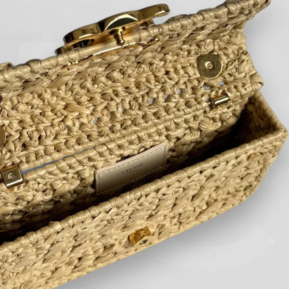 CARTERA DE HOMBRO CON CADENA CLAUDE DE RAFIA CON GEWEBEEFFEKT