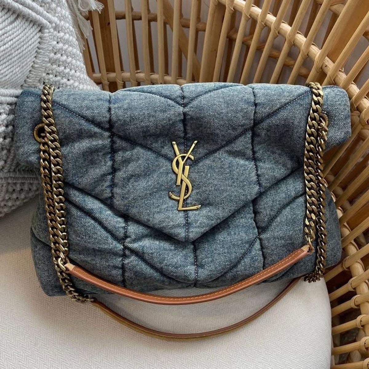 LOULOU PUFFER CARTERA DE GESTEPPTEM VINTAGE-DENIM