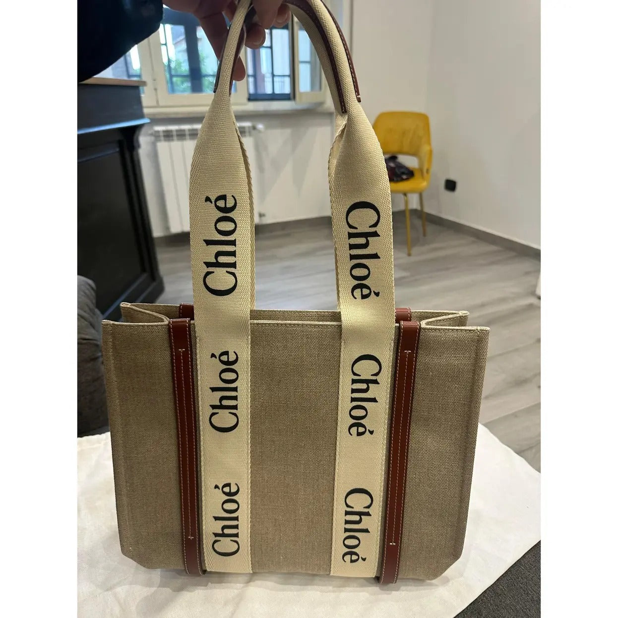 GRANDE WOODY-CARTERA DE LEINEN DE CHLOÉ