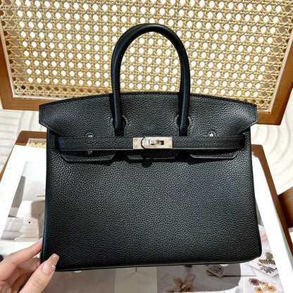 HERMÈS BIRKIN 25 HSS CRAIE/GRIS TOURTERELLE DE TOGO-CUERO CON CEPILLADO DORADO HERRAJES