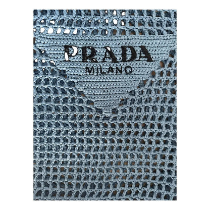 PRADA SHOPPER-CARTERA DE RAFIA CON GEWEBTEM LOGO – AZUL