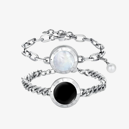 Soulmate 2.0 Touch Bracelets(Silver Cuban Chain+Silver Paperclip Chain)